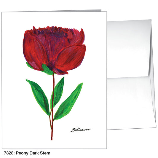 Peony Dark Stem, Greeting Card (7828A), A2 Card Front, www.printedcanvas.com