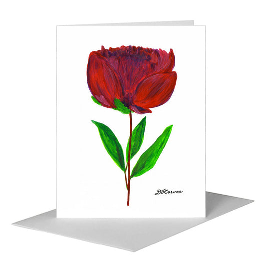Peony Dark Stem, Greeting Card (#7828A) A2 Card Front, www.printedcanvas.com