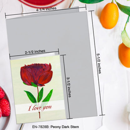 Peony Dark Stem, Greeting Card (7828B), Enclosure, www.printedcanvas.com