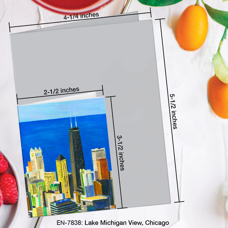 Lake Michigan View, Chicago, Greeting Card (7838A), Enclosure Card, www.printedcanvas.com
