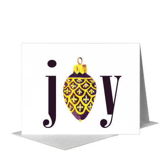 Ornament - Purple & Gold, Greeting Card (#7839A) A2 Card Front, www.printedcanvas.com