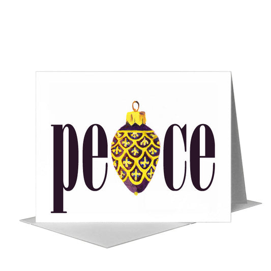 Ornament - Purple & Gold, Greeting Card (#7839B) A2 Card Front, www.printedcanvas.com