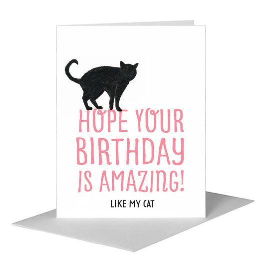 Black Cat, Greeting Card (#7850A) A2 Card Front, www.printedcanvas.com