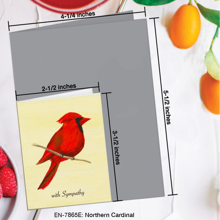 Northern Cardinal, Greeting Card (7865E), Enclosure, www.printedcanvas.com