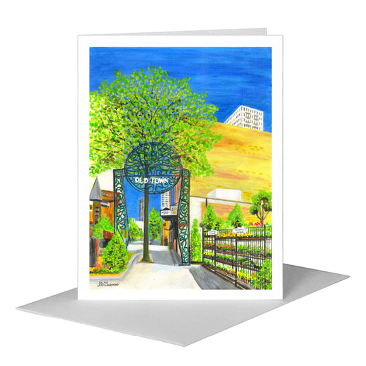 Old Town, Chicago, Greeting Card (#7878A) A2 Card Front, www.printedcanvas.com