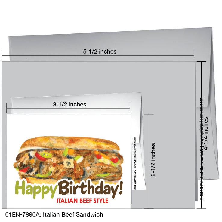 Italian Beef Sandwich, Greeting Card (#7890B)