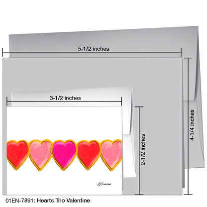 Hearts Trio Valentine, Greeting Card (7891)
