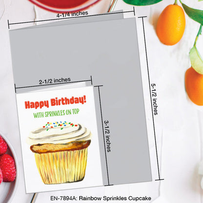 Rainbow Sprinkles Cupcake, Greeting Card (7894A), Enclosure, www.printedcanvas.com