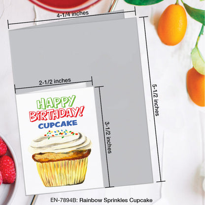 Rainbow Sprinkles Cupcake, Greeting Card (#7894B)