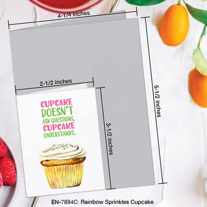 Rainbow Sprinkles Cupcake, Greeting Card (7894C), Enclosure, www.printedcanvas.com