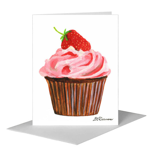 Strawberry Topped Cupcake, Greeting Card (#7895A) A2 Card Front, www.printedcanvas.com