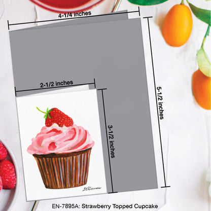 Strawberry Topped Cupcake, Greeting Card (7895A), Enclosure Card, www.printedcanvas.com