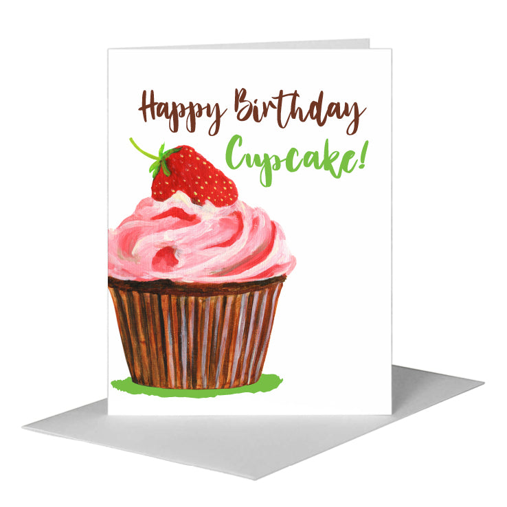 Strawberry Topped Cupcake, Greeting Card (#7895C) A2 Card Front, www.printedcanvas.com