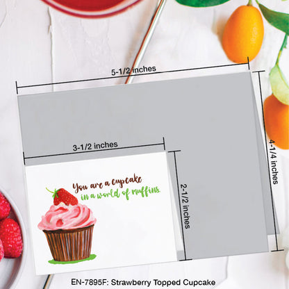 Strawberry Topped Cupcake, Greeting Card (#7895F)
