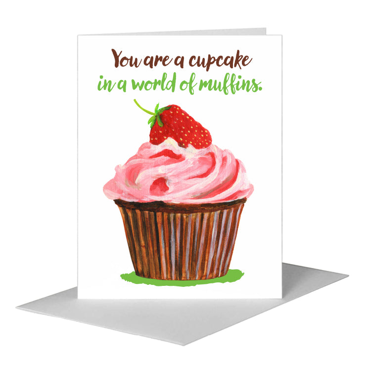 Strawberry Topped Cupcake, Greeting Card (#7895FA) A2 Card Front, www.printedcanvas.com