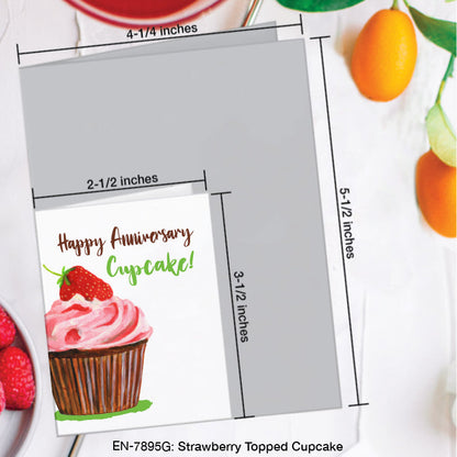 Strawberry Topped Cupcake, Greeting Card (#7895G)