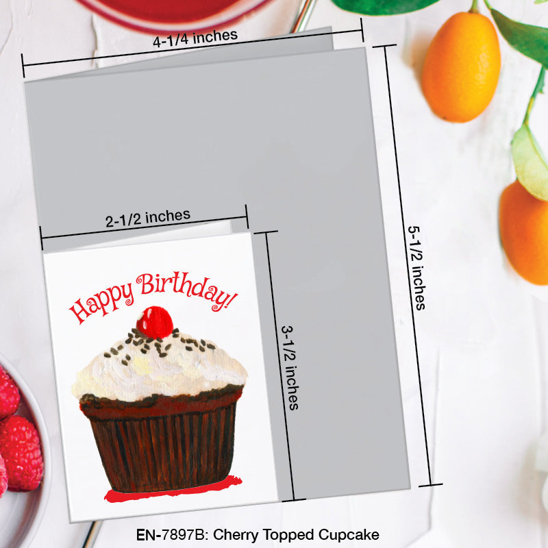 Cherry Topped Cupcake, Greeting Card (7897B), Enclosure, www.printedcanvas.com