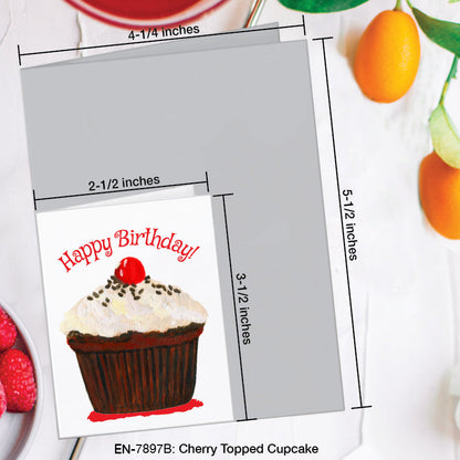 Cherry Topped Cupcake, Greeting Card (7897B), Enclosure, www.printedcanvas.com