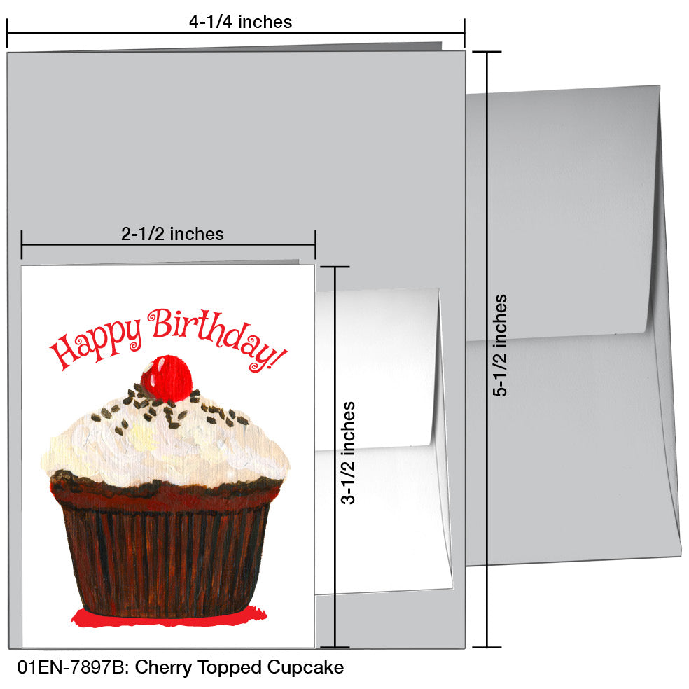 Cherry Topped Cupcake, Greeting Card (7897B), Enclosure, printedcanvas.com