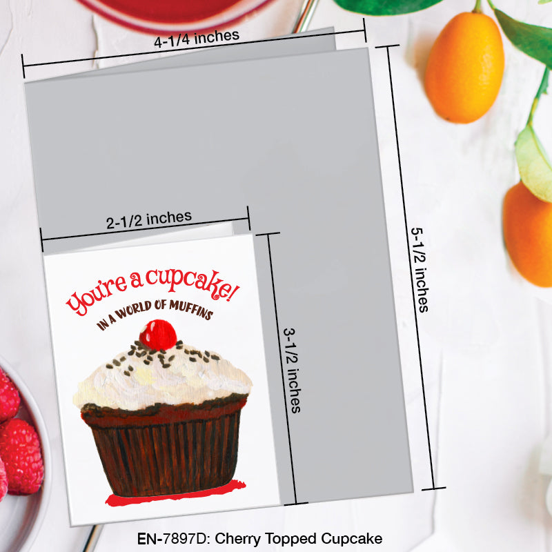 Cherry Topped Cupcake, Greeting Card (7897D), Enclosure, www.printedcanvas.com