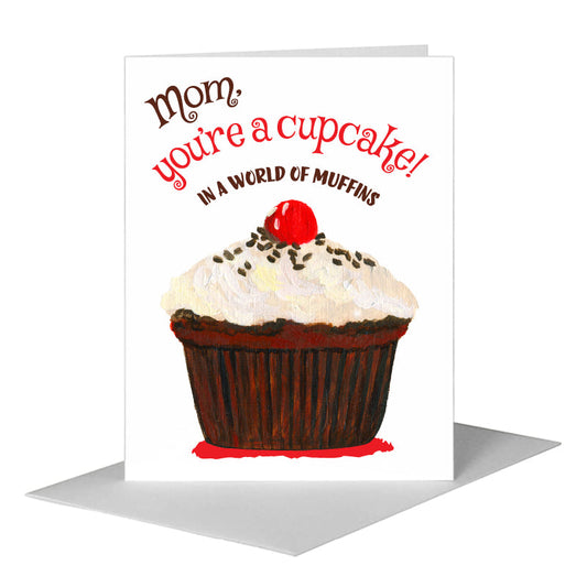 Cherry Topped Cupcake, Greeting Card (#7897E) A2 Card Front, www.printedcanvas.com