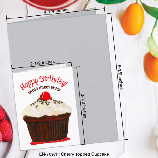 Cherry Topped Cupcake, Greeting Card (7897F), Enclosure, www.printedcanvas.com