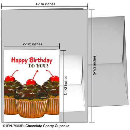 Chocolate Cherry Cupcake, Greeting Card (7903B)