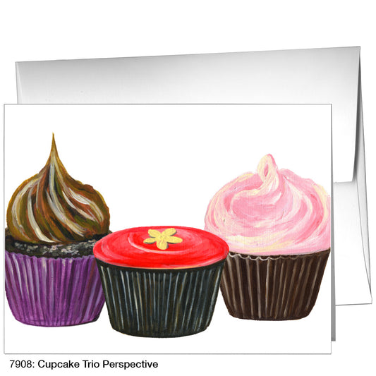 Cupcake Trio Perspective, Greeting Card (7908)
