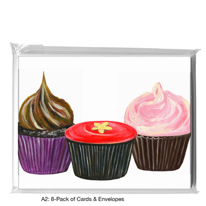 Cupcake Trio Perspective, Greeting Card (7908)