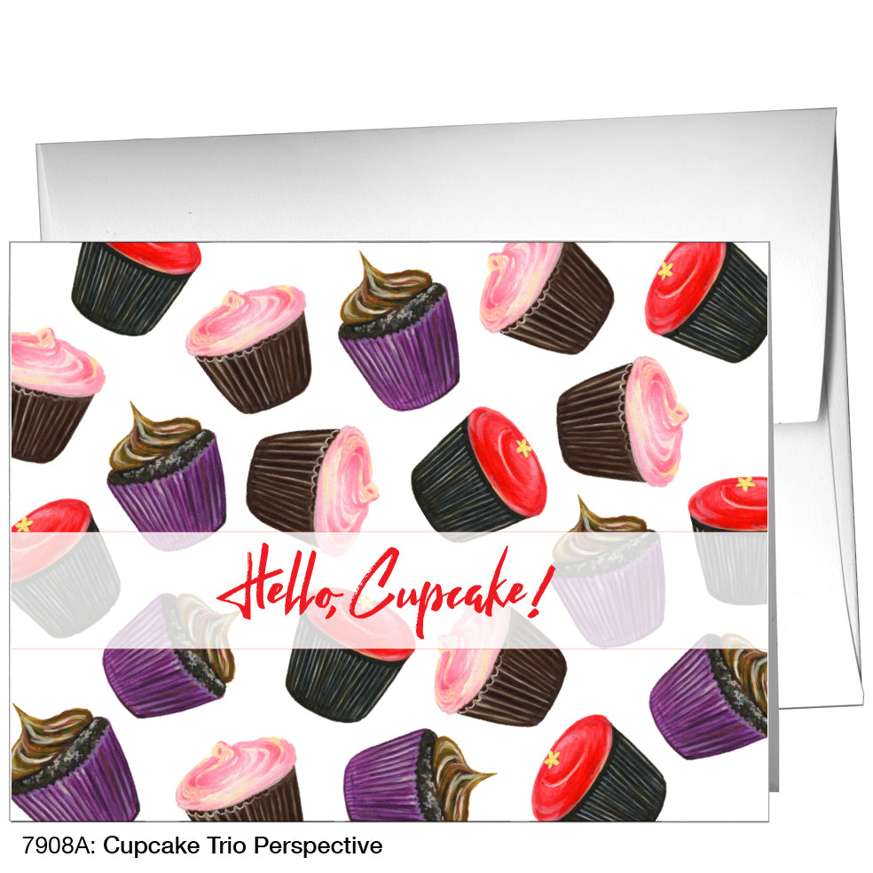 Cupcake Trio Perspective, Greeting Card (7908A)