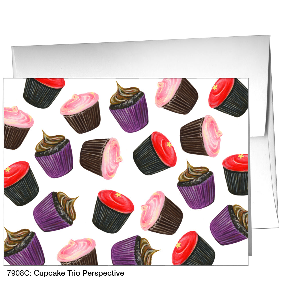 Cupcake Trio Perspective, Greeting Card (7908C)