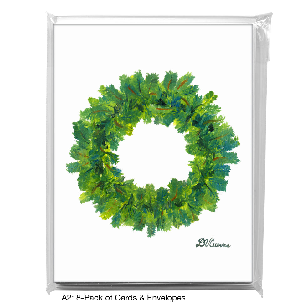 Green Wreath, Greeting Card (7914), A2 8-Pack, printedcanvas.com
