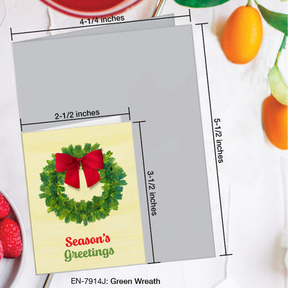 Green Wreath, Greeting Card (#7914J), Enclosure Card, www.printedcanvas.com