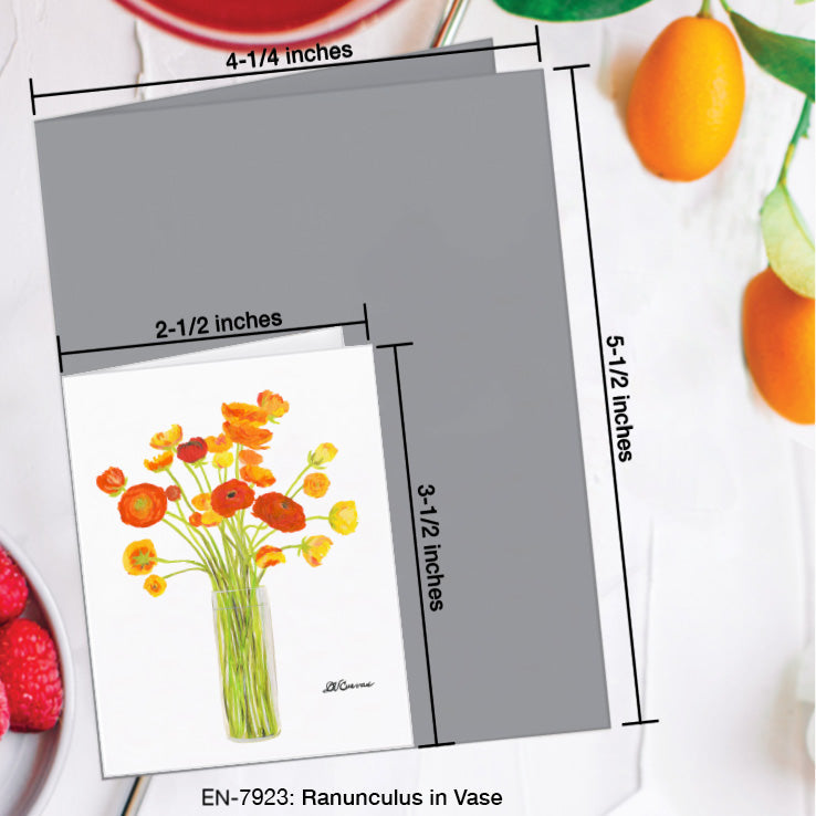 Ranunculus in Vase, Greeting Card (7923A), Enclosure Card, www.printedcanvas.com