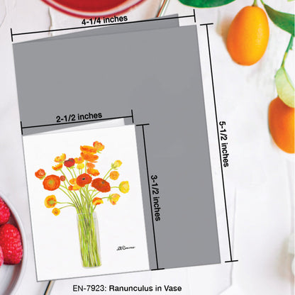 Ranunculus in Vase, Greeting Card (7923A), Enclosure Card, www.printedcanvas.com