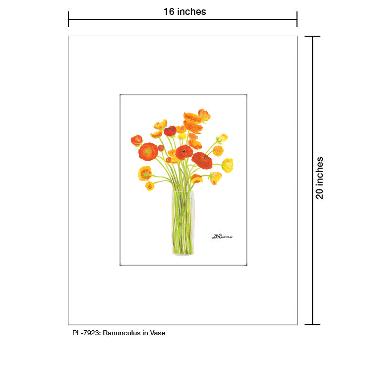 Ranunculus in Vase, Print (#7923A), Printe Matted, www.printedcanvas.com