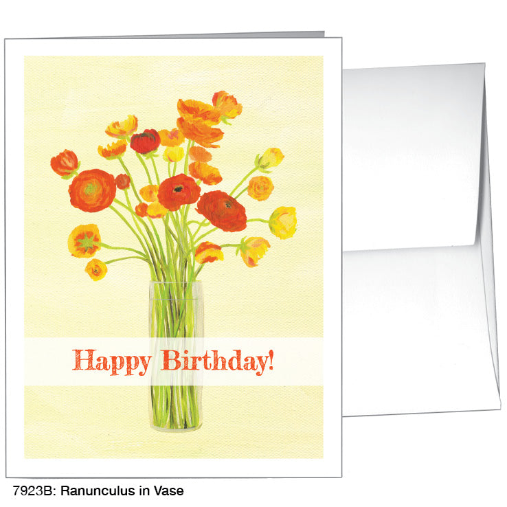 Ranunculus in Vase, Greeting Card (7923B), A2 Card, printedcanvas.com