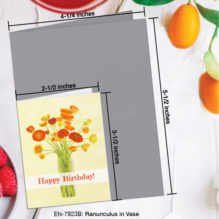 Ranunculus in Vase, Greeting Card (7923B), Enclosure, www.printedcanvas.com