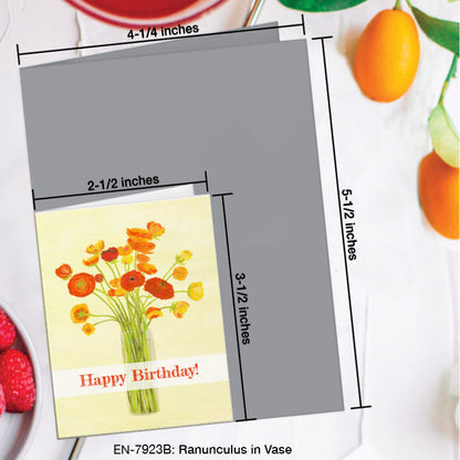 Ranunculus in Vase, Greeting Card (7923B), Enclosure, www.printedcanvas.com