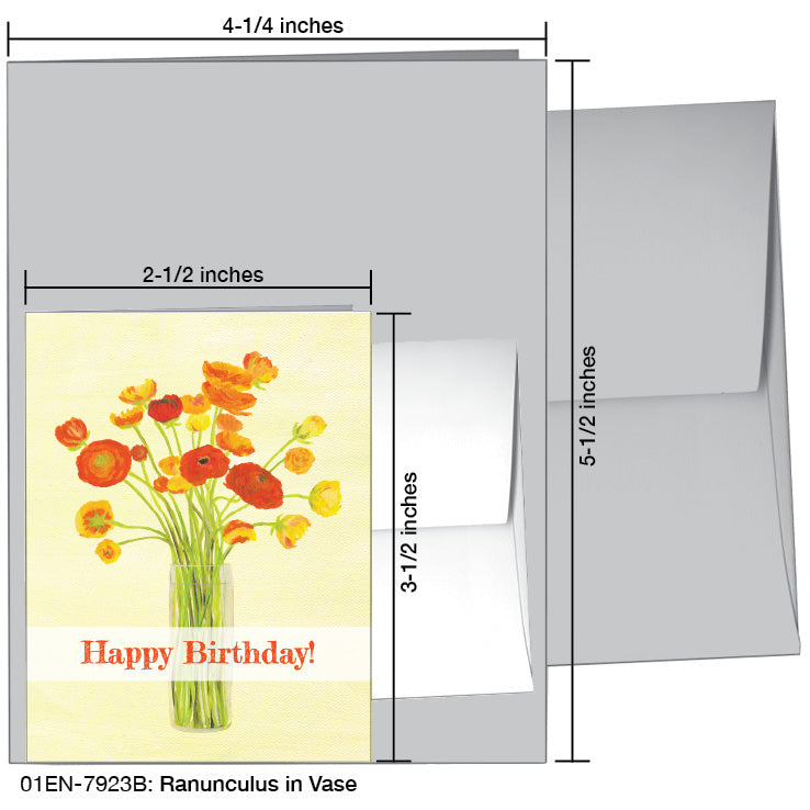 Ranunculus in Vase, Greeting Card (7923B), Enclosure Card, printedcanvas.com