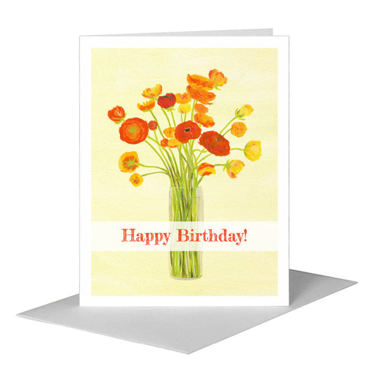 Ranunculus in Vase, Greeting Card (#7923B) A2 Card Front, www.printedcanvas.com