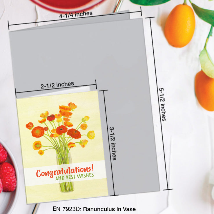 Ranunculus in Vase, Greeting Card (7923D), Enclosure, www.printedcanvas.com