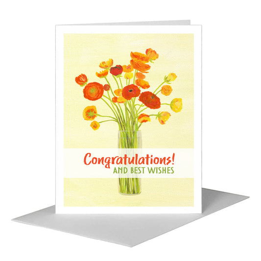 Ranunculus in Vase, Greeting Card (#7923D) A2 Card Front, www.printedcanvas.com