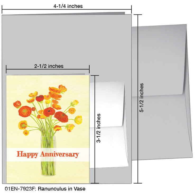 Ranunculus in Vase, Greeting Card (7923F), Enclosure, www.printedcanvas.com