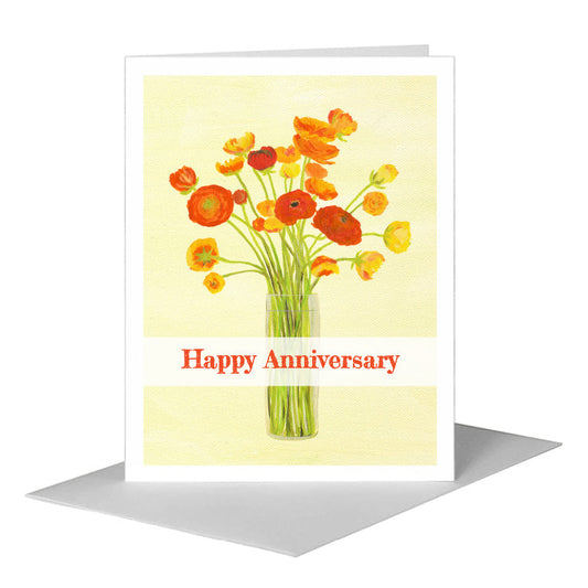 Ranunculus in Vase, Greeting Card (#7923F) A2 Card Front, www.printedcanvas.com