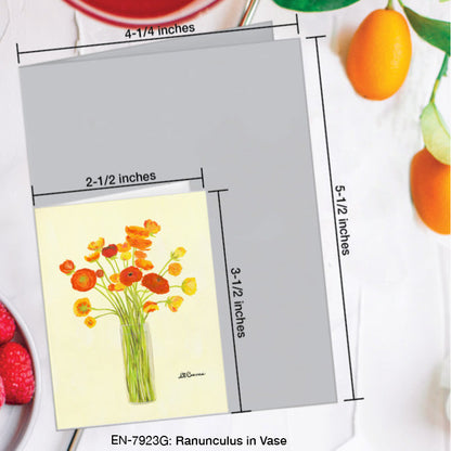 Ranunculus in Vase, Greeting Card (7923G), Enclosure Card, www.printedcanvas.com