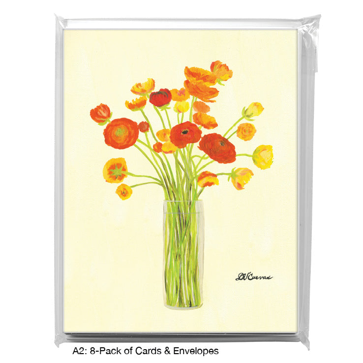 Ranunculus in Vase, Greeting Card (7923G), 8-Pack, www.printedcanvas.com
