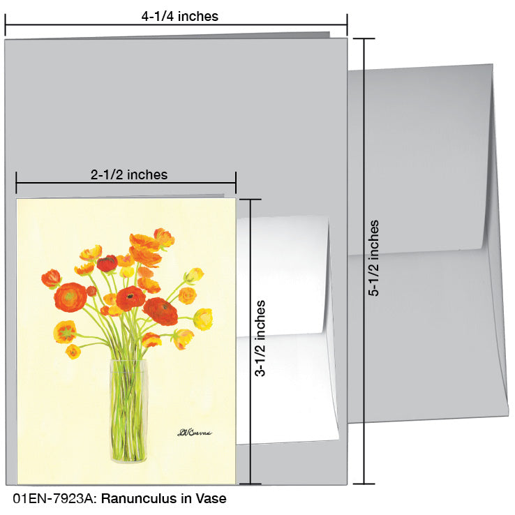 Ranunculus in Vase, Greeting Card (7923G), Enclosure, www.printedcanvas.com