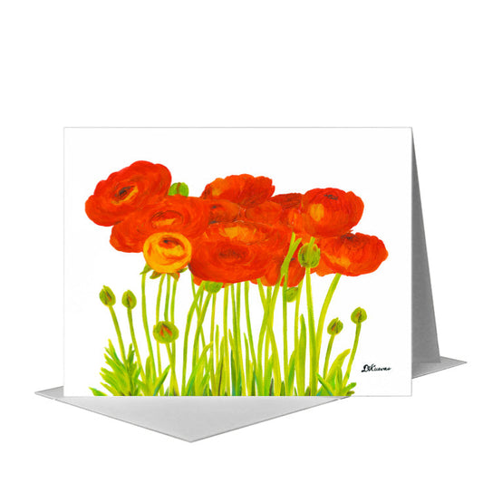 Ranunculus Row, Greeting Card (#7928C) A2 Card Front, www.printedcanvas.com