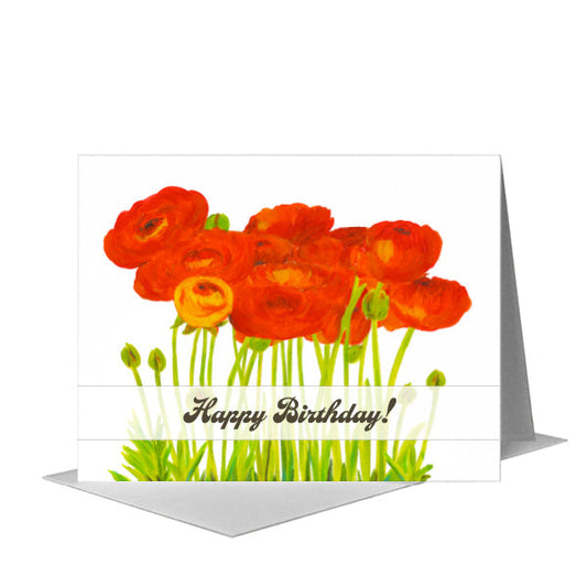 Ranunculus Row, Greeting Card (#7928F) A2 Card Front, www.printedcanvas.com